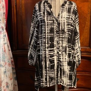 Black and White Button Down Blouse